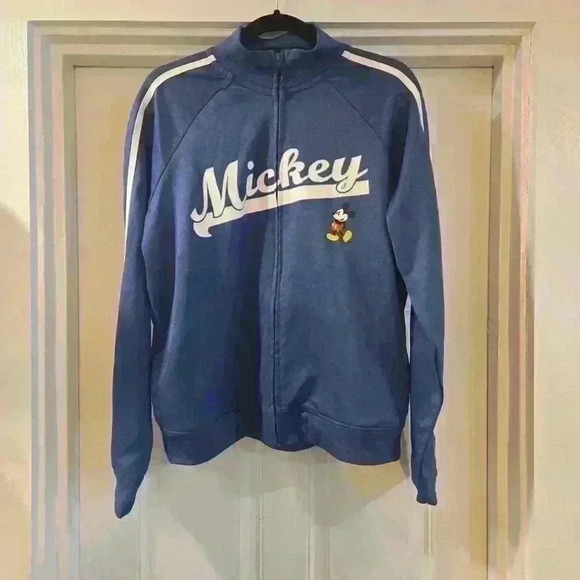 Disney Store Mickey Mouse Womens Full Zip Striped Track Jacket Blue Size XL - Picture 1 of 10